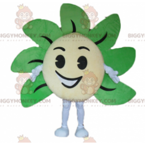 Smiling Giant Yellow and Green Flower BIGGYMONKEY™ Mascot