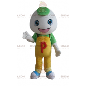BIGGYMONKEY™ maskotkostume dreng i overalls med rundt hoved -