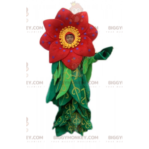 BIGGYMONKEY™ Mascot Costume of Beautiful Red and Yellow Flower