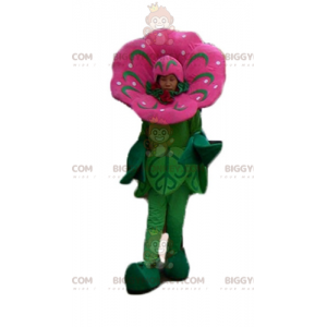 Costume de mascotte BIGGYMONKEY™ de fleur rose et verte