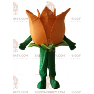 Costume de mascotte BIGGYMONKEY™ de jolie fleur orange et verte
