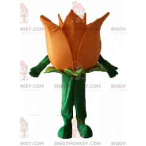 Smuk kæmpe orange og grøn blomst BIGGYMONKEY™ maskotkostume -