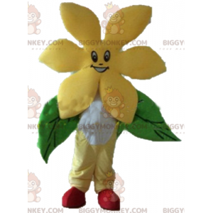 Costume de mascotte BIGGYMONKEY™ de jolie fleur jaune très