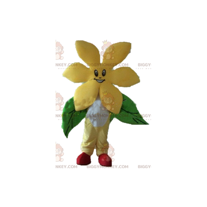 Meget smilende, smuk gul blomst BIGGYMONKEY™ maskotkostume - Meget smilende, smuk gul blomst BIGGYMONKEY™ maskotkostume -
