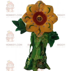 Costume de mascotte BIGGYMONKEY™ de belle fleur jaune et rouge