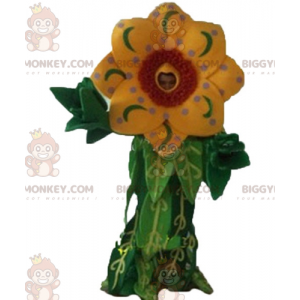 Disfraz de mascota BIGGYMONKEY™ de hermosa flor amarilla y roja