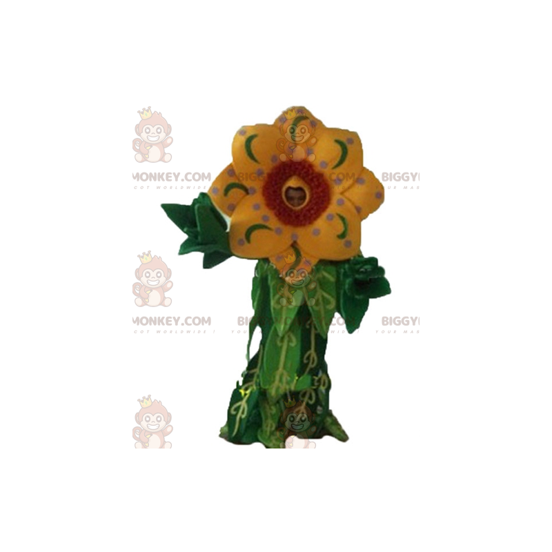 BIGGYMONKEY™ Mascot Costume of Beautiful Yellow and Red Flower BIGGYMONKEY™ Mascot Costume of Beautiful Yellow and Red Flower