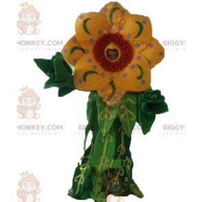 Costume de mascotte BIGGYMONKEY™ de belle fleur jaune et rouge