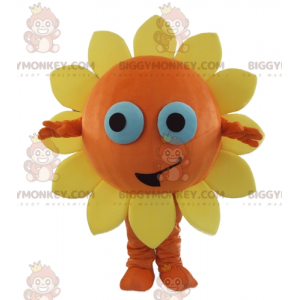 Costume de mascotte BIGGYMONKEY™ de fleur orange et jaune de