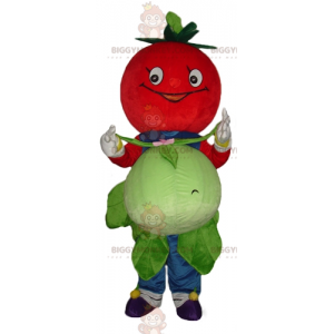 BIGGYMONKEY™ smilende rød tomat med blomkålsmaskotkostume -
