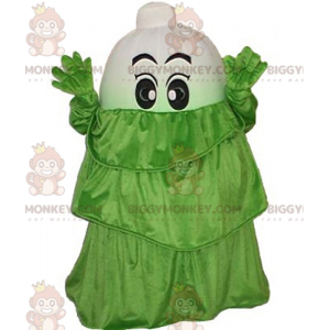 Witte groenteprei BIGGYMONKEY™ mascottekostuum met groene jurk