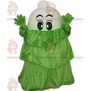 White Vegetable Leek BIGGYMONKEY™ Mascot Costume With Green