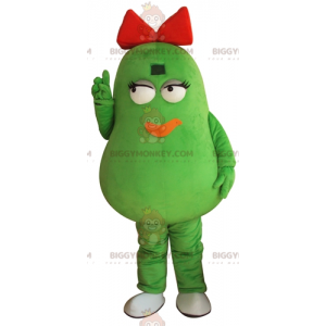 BIGGYMONKEY™ maskottiasu Giant Green Potato Bean punaisella