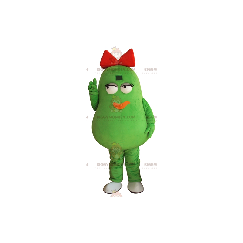 BIGGYMONKEY™ Mascot Costume Giant Green Potato Bean with Red