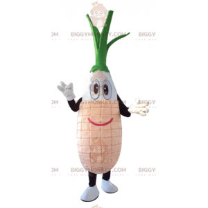Costume de mascotte BIGGYMONKEY™ de poireau de légume blanc