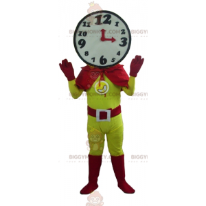 BIGGYMONKEY™ Superhelden-Maskottchen-Kostüm mit Uhrenkopf -