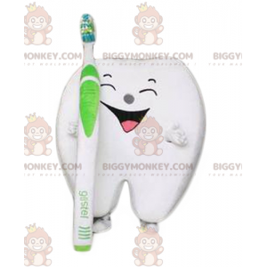BIGGYMONKEY™ Mascot Costume Giant Laughing White Tooth With