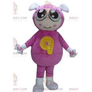 Girl's BIGGYMONKEY™ Mascot Costume with Pink Jumpsuit with 2