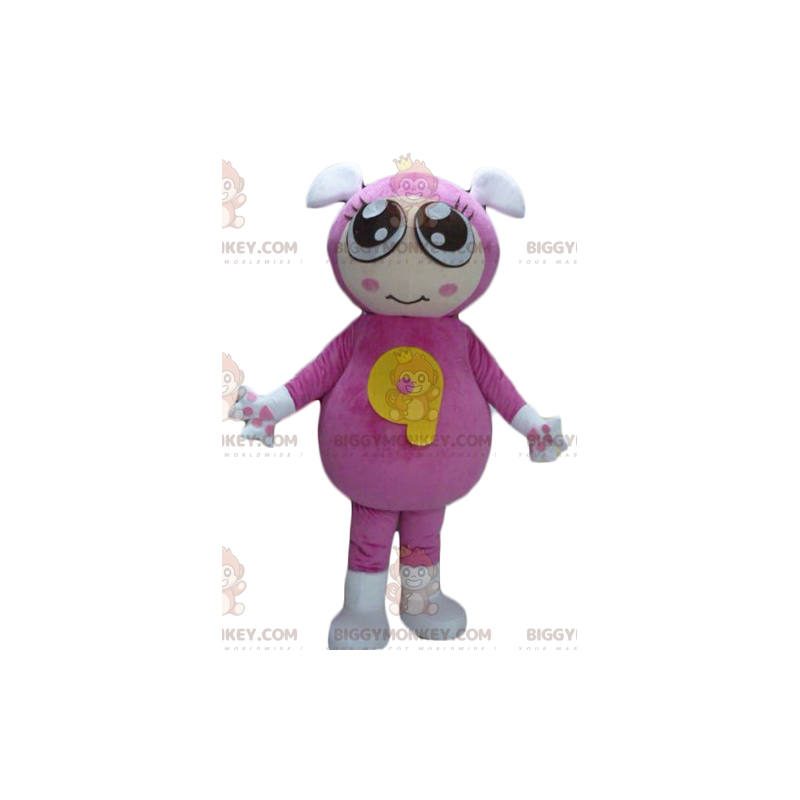 Girl's BIGGYMONKEY™ Mascot Costume with Pink Jumpsuit with 2