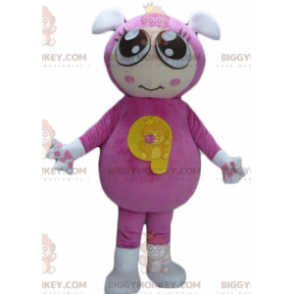 Girl's BIGGYMONKEY™ Mascot Costume with Pink Jumpsuit with 2