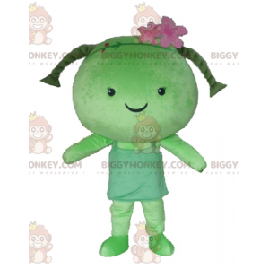 Girl BIGGYMONKEY™ Mascot Costume with Giant Green Doll Braids -