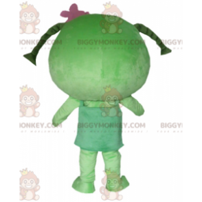 Girl BIGGYMONKEY™ Mascot Costume with Giant Green Doll Braids -