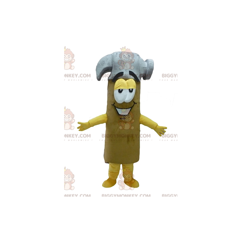 Costume mascotte BIGGYMONKEY™ martello gigante giallo grigio e Costume mascotte BIGGYMONKEY™ martello gigante giallo grigio e