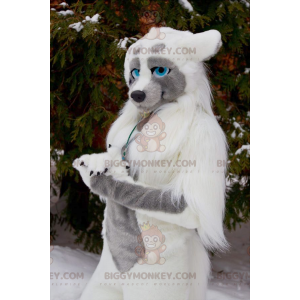 Blue Eyed Wolf Dog BIGGYMONKEY™ Mascottekostuum -