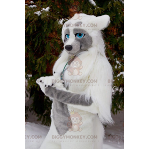 Kostým maskota Blue Eyed Wolf Dog BIGGYMONKEY™ - Maskoti psů - BIGGYMONKEY_0535 - BiggyMonkey.com