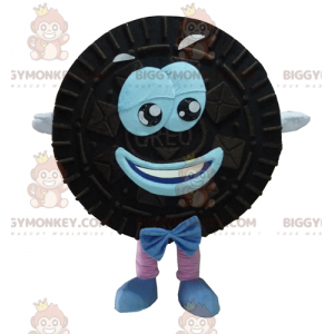 Smiling Round Black And Blue Cake Oreo BIGGYMONKEY™ Mascot
