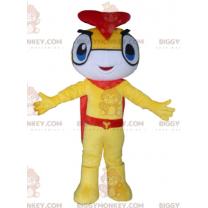 BIGGYMONKEY™ Schneemann-Maskottchen-Kostüm, gelb, weiß und rot