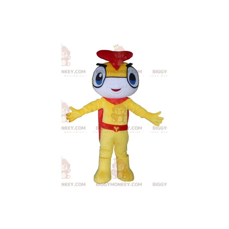 Kostium maskotki żółto-biało-czerwony bałwan-owad BIGGYMONKEY™ Kostium maskotki żółto-biało-czerwony bałwan-owad BIGGYMONKEY™