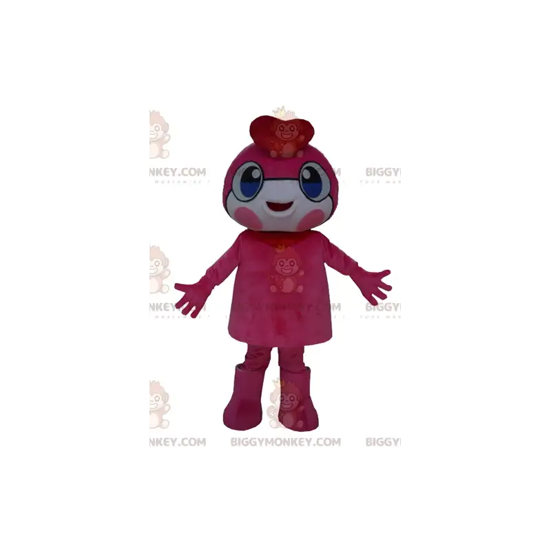 Kostium maskotki BIGGYMONKEY™ Różowy mężczyzna z niebieskimi Kostium maskotki BIGGYMONKEY™ Różowy mężczyzna z niebieskimi