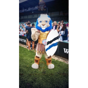 BIGGYMONKEY™ Gespierde Leeuw-mascottekostuum verkleed als ridder