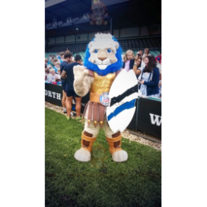 BIGGYMONKEY™ Muscle Lion Mascot Costume Dressed As Knight - Lion mascots - BIGGYMONKEY_0536 - BiggyMonkey.com