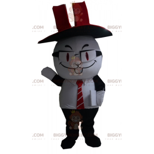 Black and White Rabbit BIGGYMONKEY™ Mascot Costume with Top Hat