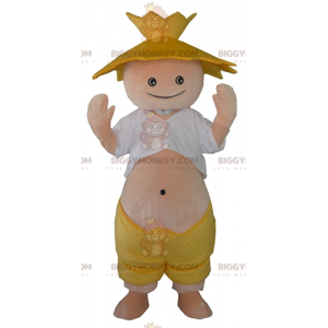 Farmer Straw Hat BIGGYMONKEY™ maskottiasu - Luokittelemattomat maskotit - BIGGYMONKEY_04242 - BiggyMonkey.com