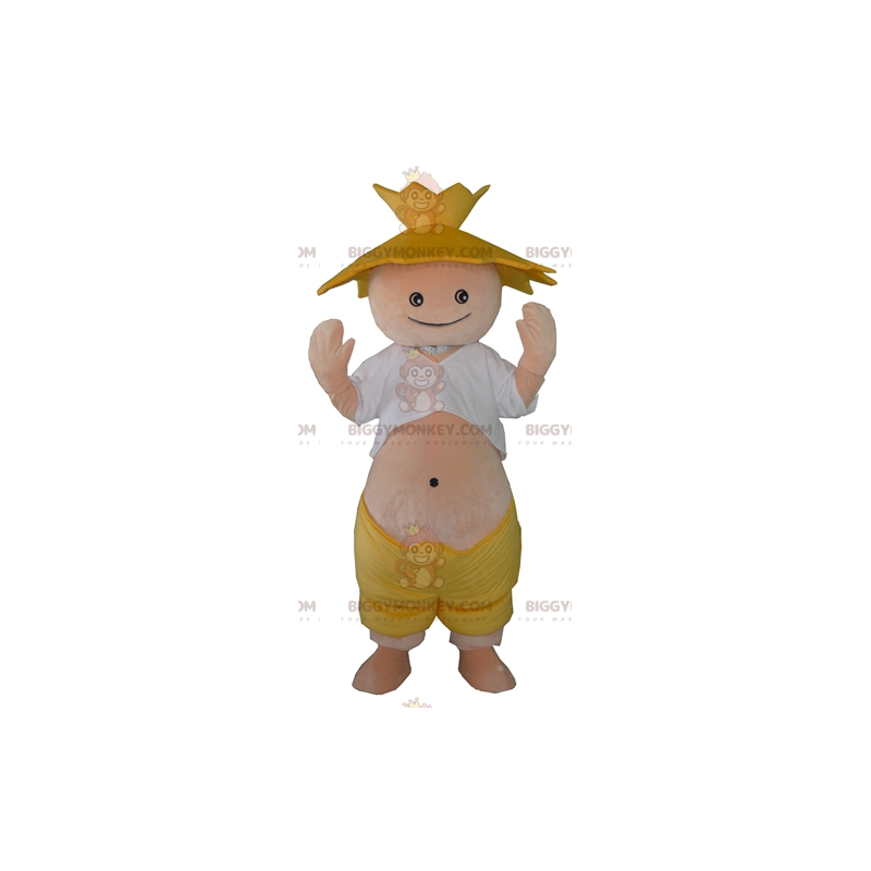 Farmer stråhatt BIGGYMONKEY™ maskotdräkt - BiggyMonkey maskot Farmer stråhatt BIGGYMONKEY™ maskotdräkt - BiggyMonkey maskot