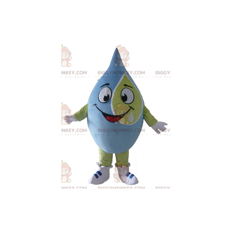 Sehr lächelndes blaues und grünes Giant Blob BIGGYMONKEY™ Maskottchen-Kostüm - BiggyMonkey.com