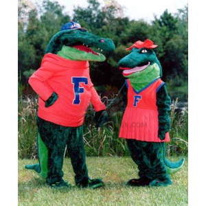 Green Crocodile Couple BIGGYMONKEY™ Mascot Costume -