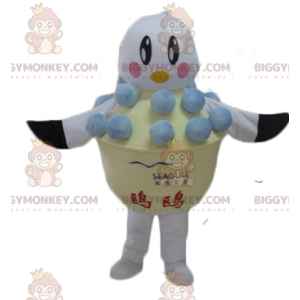 Costume de mascotte BIGGYMONKEY™ d'oiseau blanc et noir dans un