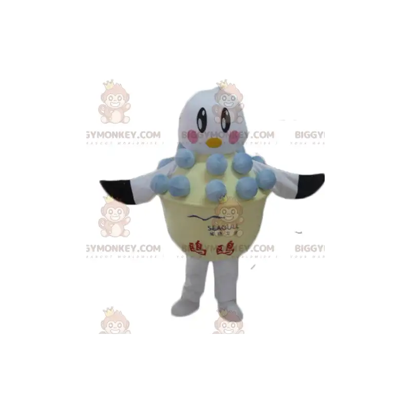 BIGGYMONKEY™ Costume da mascotte Uccello bianco e nero in una BIGGYMONKEY™ Costume da mascotte Uccello bianco e nero in una