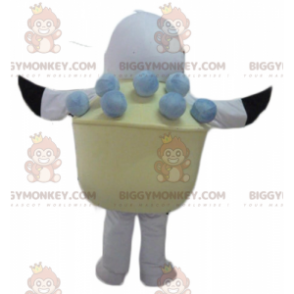 BIGGYMONKEY™ maskotkostume hvid og sort fugl i en balje is -