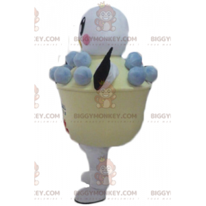 BIGGYMONKEY™ Mascot Costume White and Black Bird in a Tub of