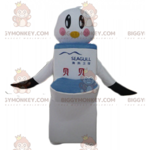 Costume de mascotte BIGGYMONKEY™ d'oiseau blanc et noir avec