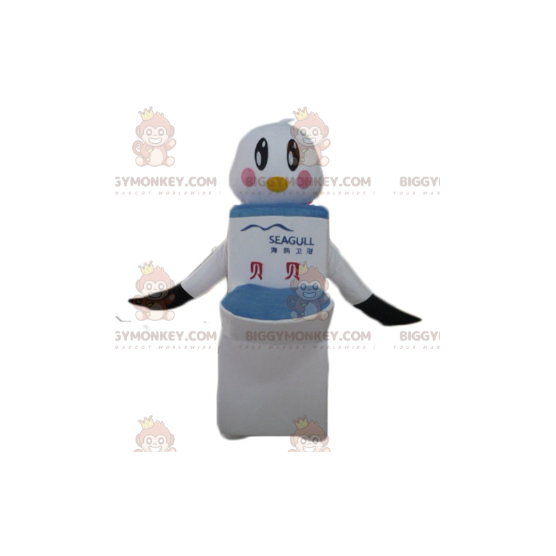 Disfraz de mascota BIGGYMONKEY™ Pájaro blanco y negro con Disfraz de mascota BIGGYMONKEY™ Pájaro blanco y negro con