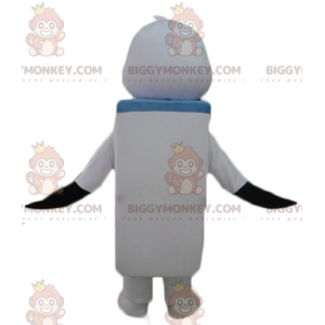 Traje de mascote BIGGYMONKEY™ Pássaro branco e preto com vaso