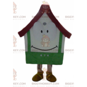 Rood en groen wit reuzenhuis BIGGYMONKEY™ mascottekostuum -