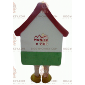 Röd och grön White Giant House BIGGYMONKEY™ Maskotdräkt - Husmaskot - BIGGYMONKEY_04253 - BiggyMonkey.com