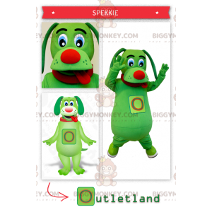 BIGGYMONKEY™ Costume mascotte cane verde con la lingua fuori -